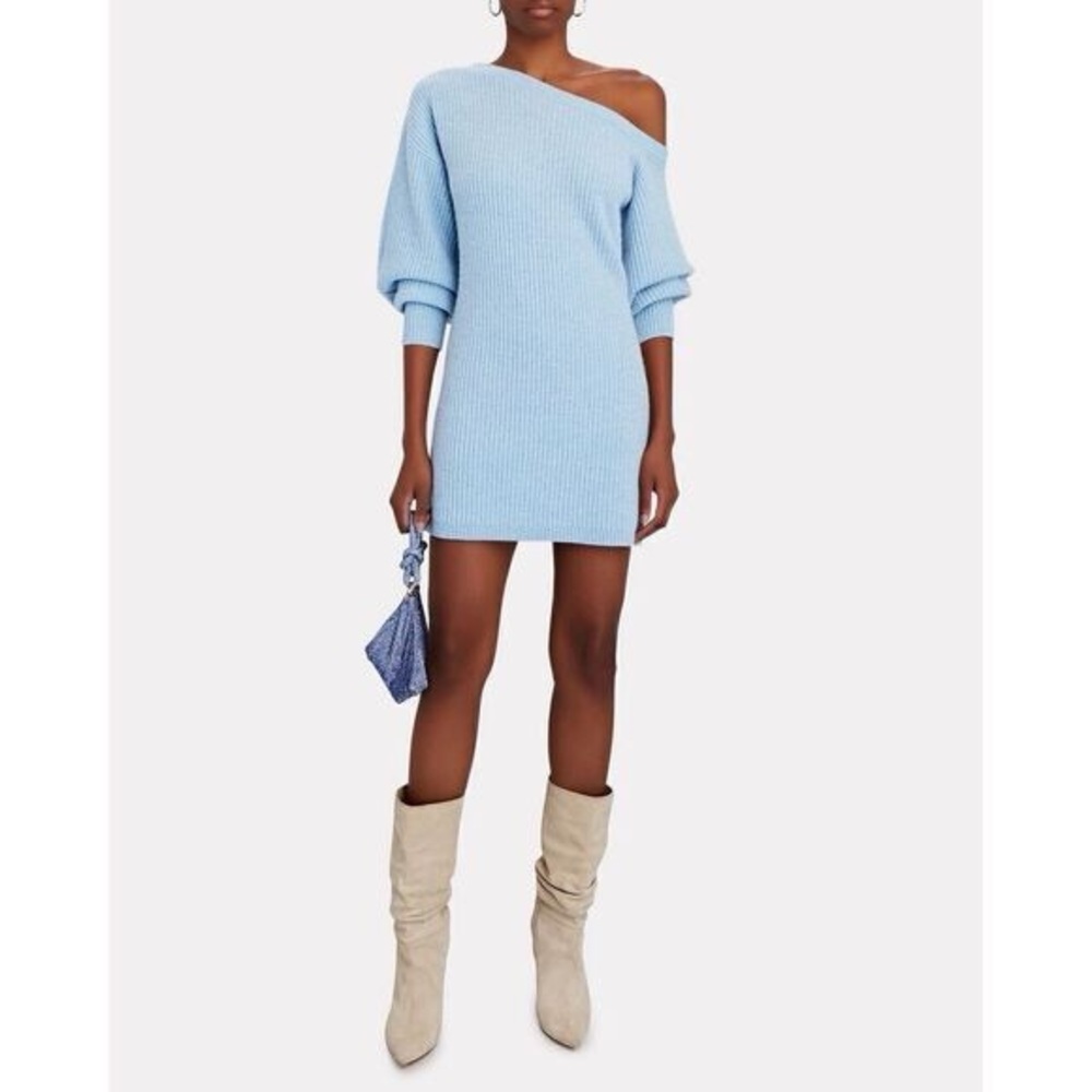 Intermix Off the Shoulder Pink Mini Sweater Dress